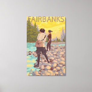 Women Fly Fishing - Fairbanks, Alaska Canvas Print