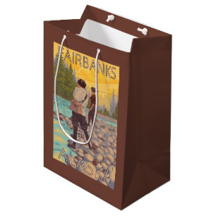 Women Fly Fishing - Fairbanks, Alaska Medium Gift Bag