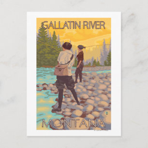 Women Fly Fishing - Gallatin River, Montana Postcard