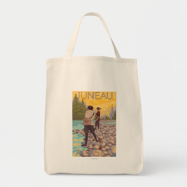 Women Fly Fishing - Juneau, Alaska Tote Bag (Front)