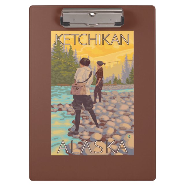 Women Fly Fishing - Ketchikan, Alaska Clipboard (Front)
