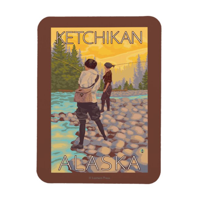 Women Fly Fishing - Ketchikan, Alaska Magnet (Vertical)