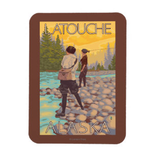 Women Fly Fishing - Latouche, Alaska Magnet