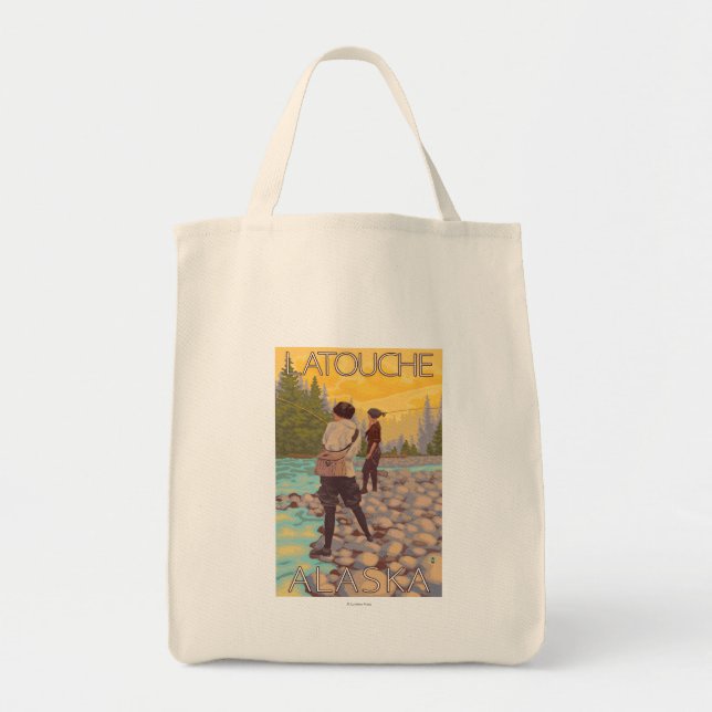 Women Fly Fishing - Latouche, Alaska Tote Bag (Front)