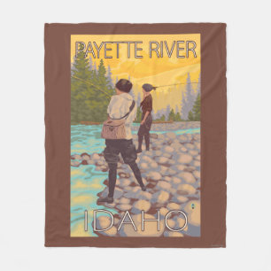 Women Fly Fishing - Payette River, Idaho Fleece Blanket