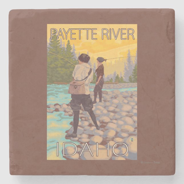 Women Fly Fishing - Payette River, Idaho Stone Coaster (Front)