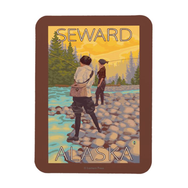 Women Fly Fishing - Seward, Alaska Magnet (Vertical)