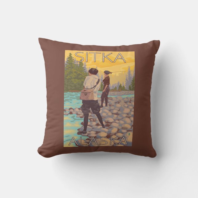 Women Fly Fishing - Sitka, Alaska Cushion (Front)