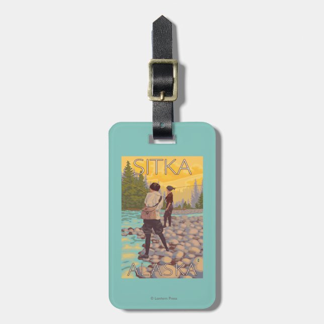 Women Fly Fishing - Sitka, Alaska Luggage Tag (Front Vertical)