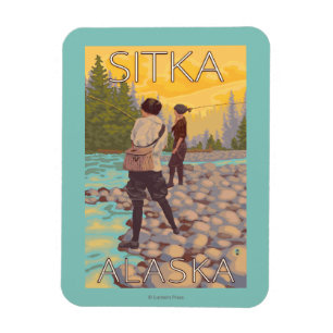 Women Fly Fishing - Sitka, Alaska Magnet