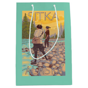 Women Fly Fishing - Sitka, Alaska Medium Gift Bag