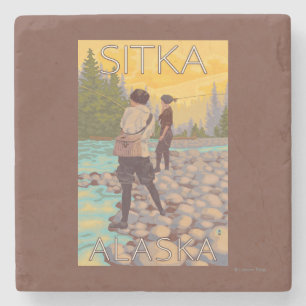 Women Fly Fishing - Sitka, Alaska Stone Coaster