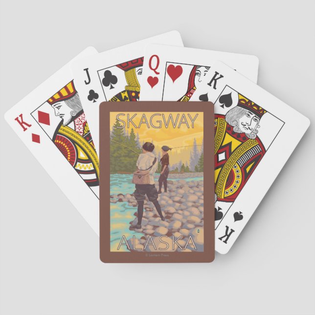 Women Fly Fishing - Skagway, Alaska Playing Cards (Back)