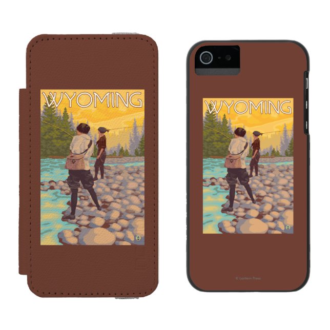Women Fly Fishing - Wyoming Incipio iPhone Wallet Case (Side by Side)