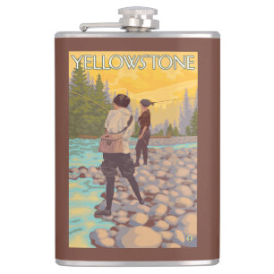 Women Fly Fishing - Yellowstone National Park Hip Flask