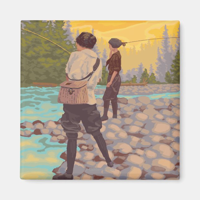 Women Fly Fishing - Yellowstone National Park Magnet (Front)