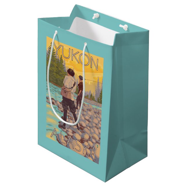 Women Fly Fishing - Yukon, Alaska Medium Gift Bag (Front Angled)