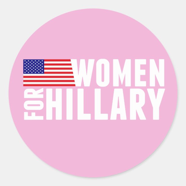 Women for Hillary Pink Classic Round Sticker (Front)