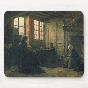 Women Fraying Linen, Honfleur, 1877 Mouse Mat