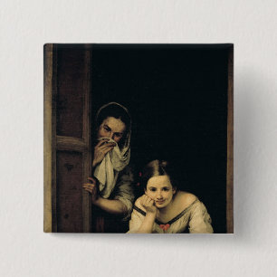 Women from Galicia at the Window, 1670 15 Cm Square Badge