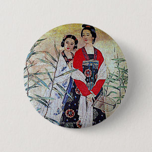 Women From Tang Dynasty Chinese Vintage Art 6 Cm Round Badge
