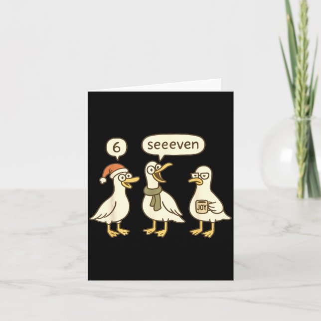 Women Funny 6 7 Christmas Teacher Holiday Geese Si Card (Front)