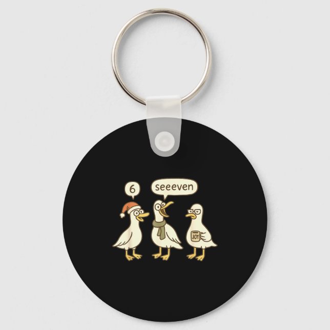 Women Funny 6 7 Christmas Teacher Holiday Geese Si Key Ring (Front)