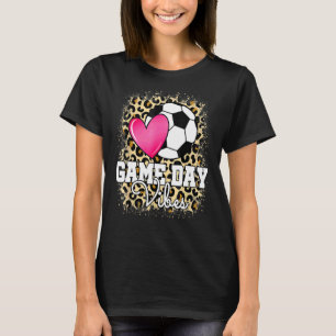 Women Game Day Soccer Leopard & Heart Women Girls T-Shirt