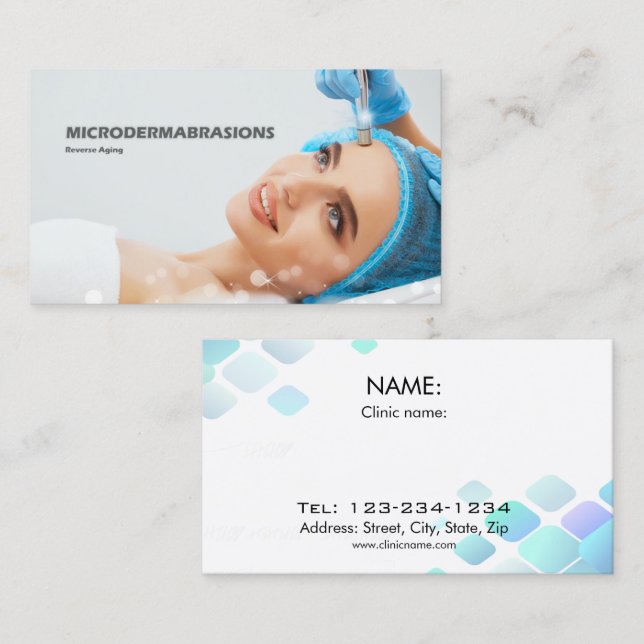 Women getting microdermabrasion skin treatment business card (Front/Back)