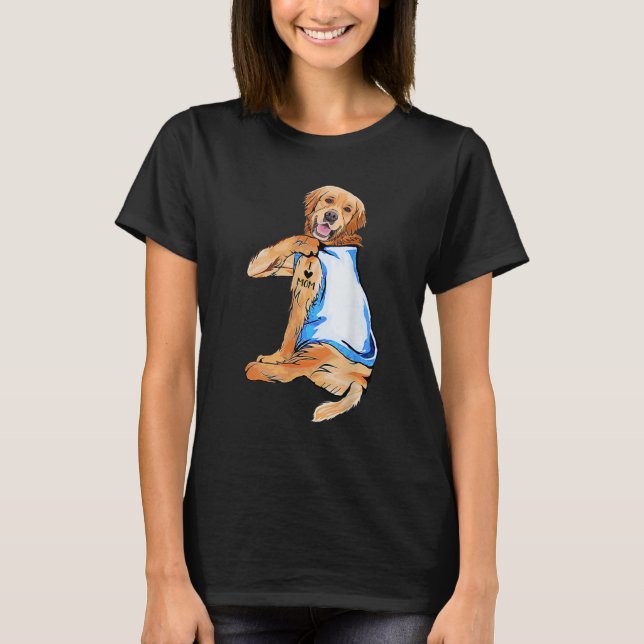 Women Gifts Golden Retriever Dog Tattoo I Love Mum T-Shirt (Front)