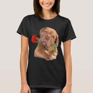 Women Gifts Rose Dog Happy Valentine's Day T-Shirt