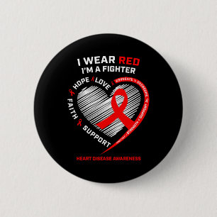 Women Gifts Warrior Red Fighter Heart Disease Awar 6 Cm Round Badge