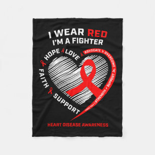 Women Gifts Warrior Red Fighter Heart Disease Awar Fleece Blanket
