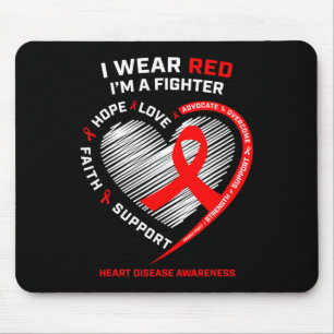 Women Gifts Warrior Red Fighter Heart Disease Awar Mouse Mat