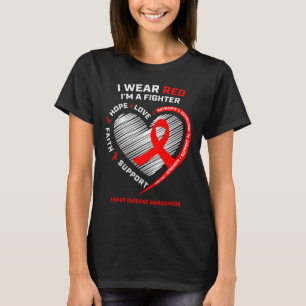 Women Gifts Warrior Red Fighter Heart Disease Awar T-Shirt