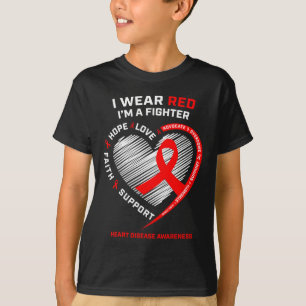 Women Gifts Warrior Red Fighter Heart Disease Awar T-Shirt