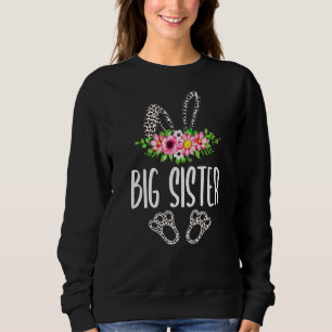 Women Girl Flower Leopard Big Sister Bunny Happy E Sweatshirt