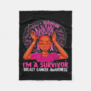 Women Girl I'm A Survivor Breast Cancer Awareness Fleece Blanket