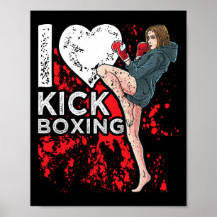 Women Girl Kickboxer I Love Kickboxing Poster