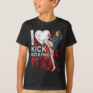 Women Girl Kickboxer I Love Kickboxing T-Shirt