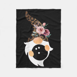 Women Girls Cute Bowling And Gnome With Leopard Fl Fleece Blanket