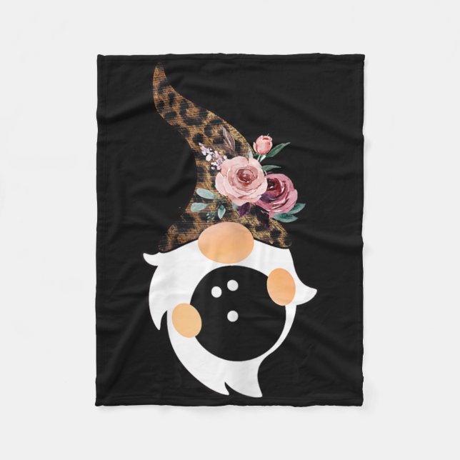 Women Girls Cute Bowling And Gnome With Leopard Fl Fleece Blanket (Front)