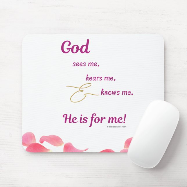 Women - God Sees-Hears-Knows Me Mouse Mat (With Mouse)