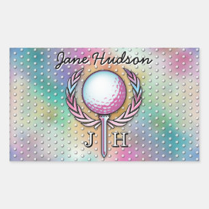 Women Golfer Custom Monogram Design Rectangular Sticker