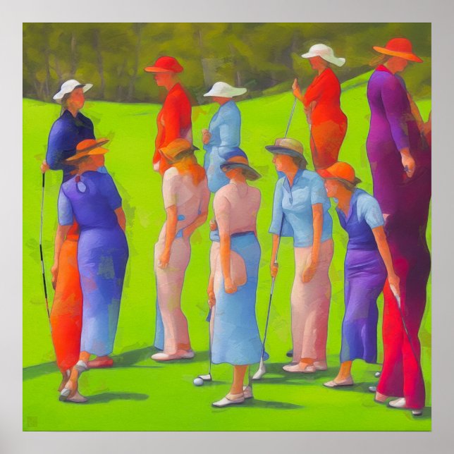 Women Golfers - Canvas Art Print (Front)