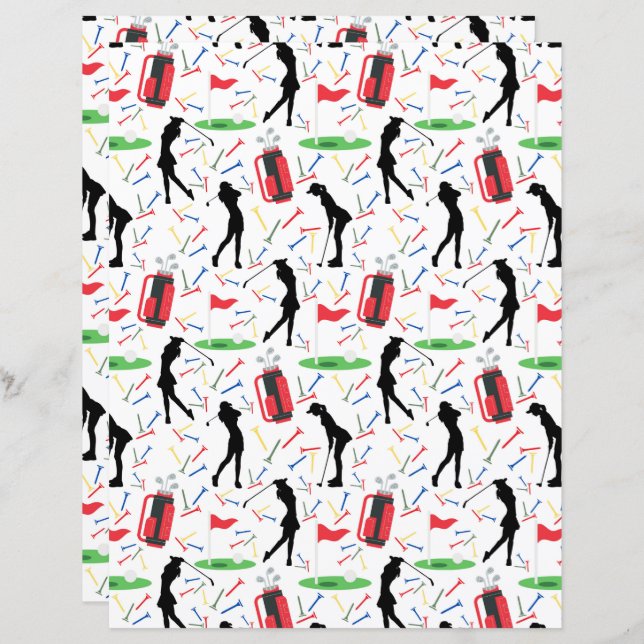 Women Golfers Scrapbook Paper (Front/Back)