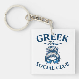 Women Greek Mom Social Club Trendy Greek Mom Key Ring