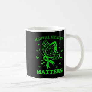 Women Green Ribbon Butterfly Mental Health Coffee Mug
