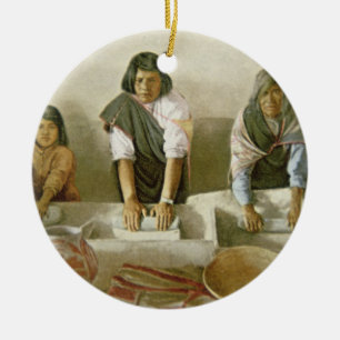 Women Grinding Corn, Pueblo of Laguna, c.1905 (col Ceramic Tree Decoration