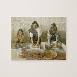 Women Grinding Corn, Pueblo of Laguna, c.1905 (col Jigsaw Puzzle
